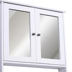 Homcom Armoire murale étagère salle de bain 56L x 13l x 58H cm double porte miroir étagère réglable MDF blanc