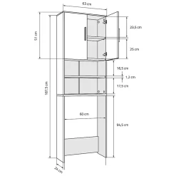 Ml-Design Armoire pour machine à laver 63x24x187 cm armoire haute MDF chêne salle de bain