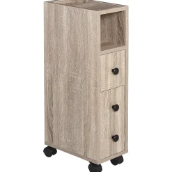 Meuble Wc|kleankin Armoire pour papier toilette - porte-papier toilette - 3 niveaux + sortie papier - aspect chêne clair