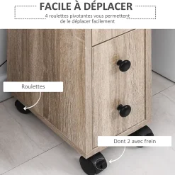Meuble Wc|kleankin Armoire pour papier toilette - porte-papier toilette - 3 niveaux + sortie papier - aspect chêne clair