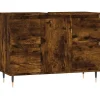 Meuble Wc|Vidaxl Armoire salle de bain chêne fumé 80x33x60cm bois d'ingénierie