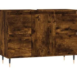 Meuble Wc|Vidaxl Armoire salle de bain chêne fumé 80x33x60cm bois d'ingénierie