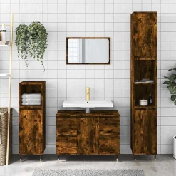 Meuble Wc|Vidaxl Armoire salle de bain chêne fumé 80x33x60cm bois d'ingénierie