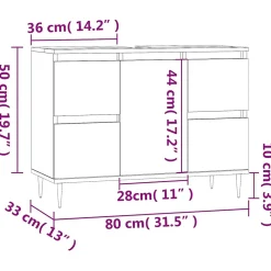 Meuble Wc|Vidaxl Armoire salle de bain chêne fumé 80x33x60cm bois d'ingénierie