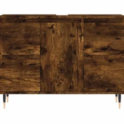 Meuble Wc|Vidaxl Armoire salle de bain chêne fumé 80x33x60cm bois d'ingénierie