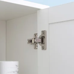 kleankin Armoire salle de bain, meuble de rangement colonne avec miroir, 2 portes, étagères réglables, 30x28x170cm, blanc