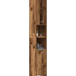 Meuble Wc|Vidaxl Armoire salle de bain vieux bois 30x30x183,5 cm bois ingénierie