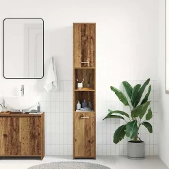Meuble Wc|Vidaxl Armoire salle de bain vieux bois 30x30x183,5 cm bois ingénierie