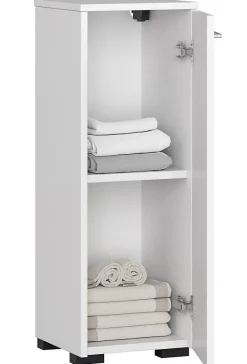 Akord Furniture Factory Armoire salle de bains AKORD FIN accr. au mur Blanche 30 cm 1 porte façade Blanche 2 étagères 30x30x85 cm