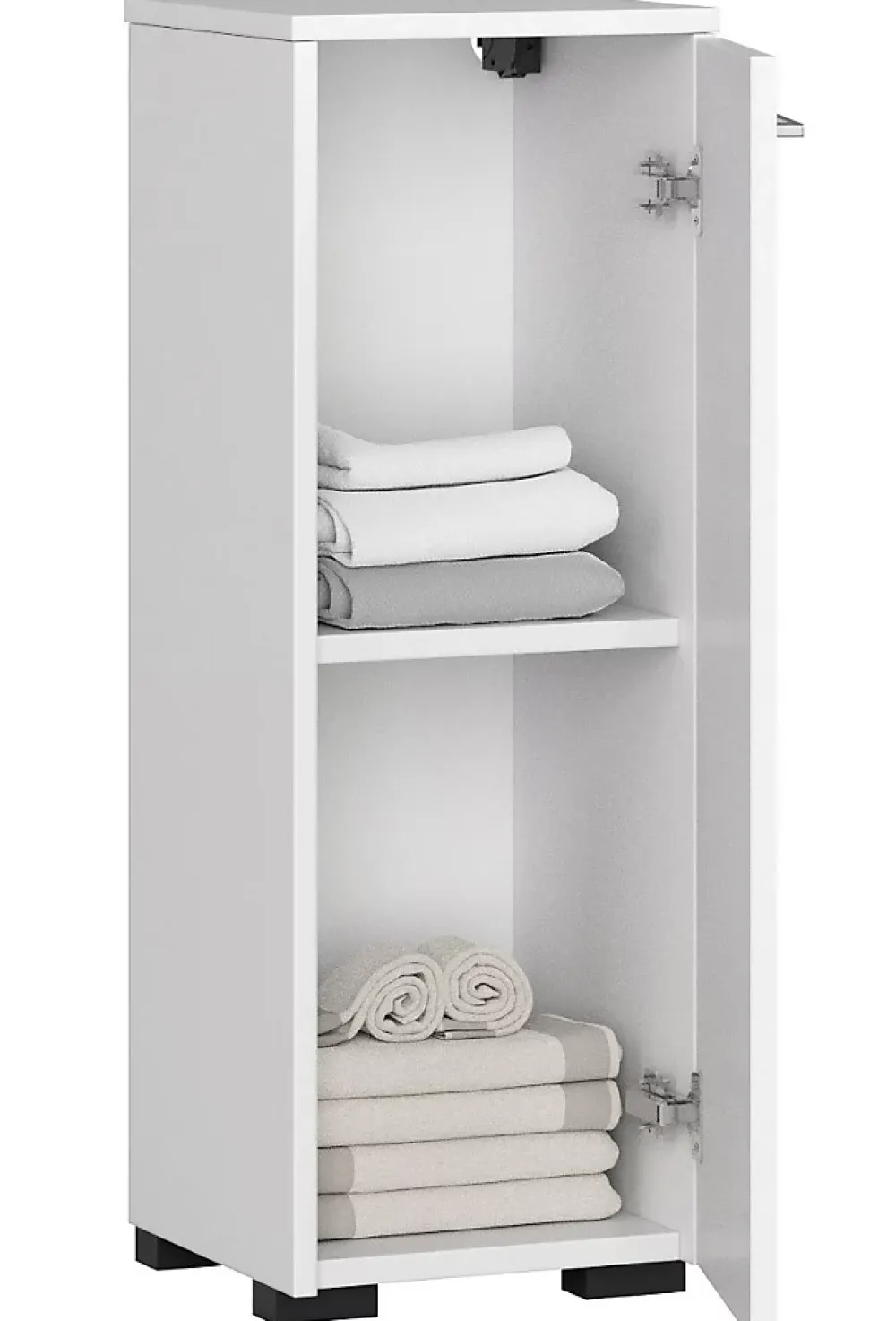 Akord Furniture Factory Armoire salle de bains AKORD FIN accr. au mur Blanche 30 cm 1 porte façade Blanche 2 étagères 30x30x85 cm