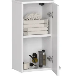 Meuble De Salle De Bains Faible Profondeur|Armoire De Salle De Bains|Akord Furniture Factory Armoire salle de bains AKORD FIN Meuble Haut Suspendue Blanche 30 cm 1 porte façade Blanche 2 étagères 30x22,5x60 cm