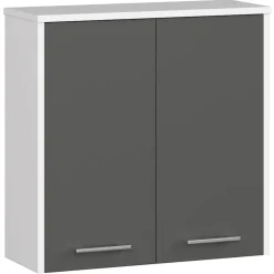 Akord Furniture Factory Armoire salle de bains AKORD FIN Meuble Haut Suspendue Blanche 60 cm 2 portes façade Gris Graphite 2 étagères 60x22,5x60 cm