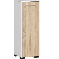 Akord Furniture Factory Armoire salle de bains AKORD FIN Blanche 30 cm 1 porte façade Chêne Sonoma 2 étagères 30x30x85 cm