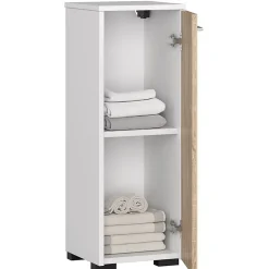 Akord Furniture Factory Armoire salle de bains AKORD FIN Blanche 30 cm 1 porte façade Chêne Sonoma 2 étagères 30x30x85 cm