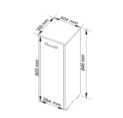 Akord Furniture Factory Armoire salle de bains AKORD FIN Blanche 30 cm 1 porte façade Chêne Sonoma 2 étagères 30x30x85 cm