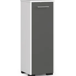 Akord Furniture Factory Armoire salle de bains AKORD FIN Blanche 30 cm 1 porte façade Gris Graphite 2 étagères 30x30x85 cm
