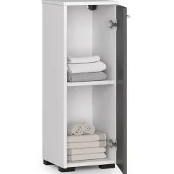 Akord Furniture Factory Armoire salle de bains AKORD FIN Blanche 30 cm 1 porte façade Gris Graphite 2 étagères 30x30x85 cm