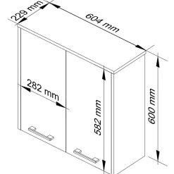 Armoire De Salle De Bains|Akord Furniture Factory Armoire salle de bains AKORD FIN Meuble Haut Suspendue Chêne Sonoma 60 cm 2 portes façade Blanche 2 étagères 60x22,5x60 cm