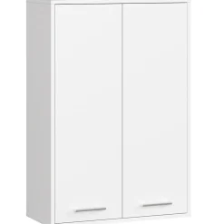 Armoire De Salle De Bains|Akord Furniture Factory Armoire salle de bains suspendue AKORD FIN Blanche 64 cm 2 portes pleine Blanche 4 étagères 64x30x94 cm