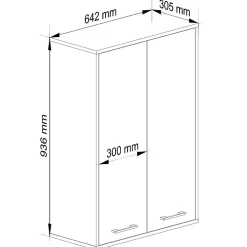 Armoire De Salle De Bains|Akord Furniture Factory Armoire salle de bains suspendue AKORD FIN Chêne Sonoma 64 cm 2 portes pleine Blanche 4 étagères 64x30x94 cm