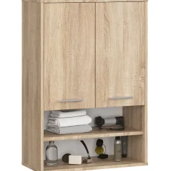 Akord Furniture Factory Armoire salle de bains suspendue AKORD FIN Chêne Sonoma 64 cm 2 portes façade Chêne Sonoma 4 étagères 64x30x94 cm