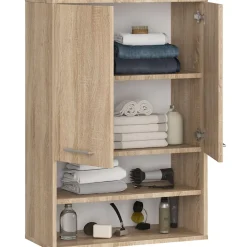 Akord Furniture Factory Armoire salle de bains suspendue AKORD FIN Chêne Sonoma 64 cm 2 portes façade Chêne Sonoma 4 étagères 64x30x94 cm