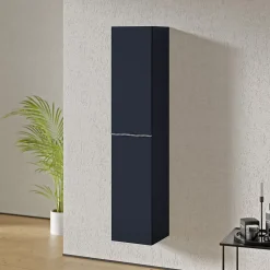 Colonne De Salle De Bains|Bernstein Armoire suspendue Colonne de rangement 35x170x35cm (LxHxP) Bleu nuit mat poignée métal Chrome, Garantie 5 ans - LAVOA