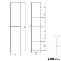 Colonne De Salle De Bains|Bernstein Armoire suspendue Colonne de rangement 35x170x35cm (LxHxP) Bleu nuit mat poignée métal Chrome, Garantie 5 ans - LAVOA