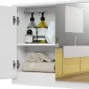 Armoire De Toilette|Giantex Armoire Toilette avec Miroir Murale, 2/3 Porte et 2/3 Etagères, Meuble à Miroir de Salle de Bain en MDF (56x14x45CM-2 Portes)
