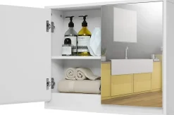 Armoire De Toilette|Giantex Armoire Toilette avec Miroir Murale, 2/3 Porte et 2/3 Etagères, Meuble à Miroir de Salle de Bain en MDF (56x14x45CM-2 Portes)