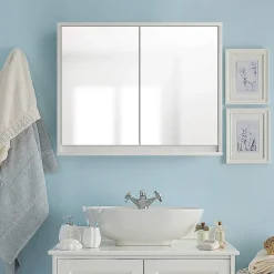 Armoire De Toilette|Giantex Armoire Toilette avec Miroir Murale, 2/3 Porte et 2/3 Etagères, Meuble à Miroir de Salle de Bain en MDF (56x14x45CM-2 Portes)