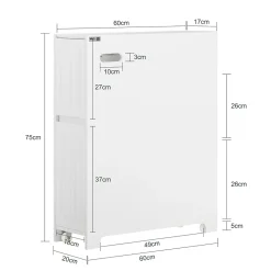 Meuble De Salle De Bains Faible Profondeur|Armoire De Salle De Bains|Sobuy Armoire Toilettes Compact, Meuble de Rangement Salle de Bain, BZR111-W,