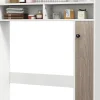 Giantex Armoire WC avec Etagere & 2 Compartiments & Tablettes reglables sur 10 niveaux & Anti-Bascule pour Buanderie Blanc