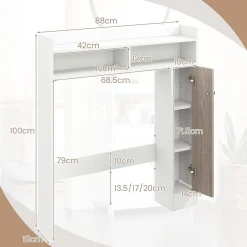 Giantex Armoire WC avec Etagere & 2 Compartiments & Tablettes reglables sur 10 niveaux & Anti-Bascule pour Buanderie Blanc