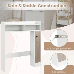 Giantex Armoire WC avec Etagere & 2 Compartiments & Tablettes reglables sur 10 niveaux & Anti-Bascule pour Buanderie Blanc