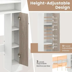 Giantex Armoire WC avec Etagere & 2 Compartiments & Tablettes reglables sur 10 niveaux & Anti-Bascule pour Buanderie Blanc