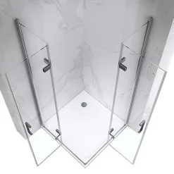 Saniverre ATEA Porte de douche d'angle H.180 cm pliante et pivotante - verre transparent 80 x 80 cm -