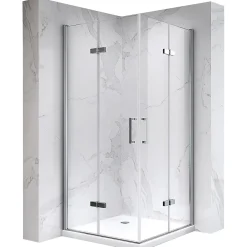 Saniverre ATEA Porte de douche d'angle H.180 cm pliante et pivotante - verre transparent 80 x 80 cm -