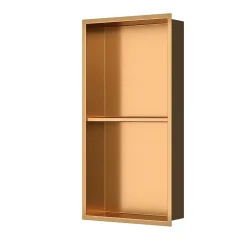 Etagère Salle De Bains|Swiss Aqua Technologies Aurum Niche de Douche à encastrer, Acier Inoxydable 304, 2 étagères, 60x30x10cm, Cuivre brossé PVD (SATAURN6030SBRG)