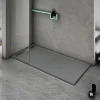 Receveur De Douche|Grand Verre Bac à douche gris 80x80 à clôture en résine et 60% charge minérale receveur avec bonde et grille en inox