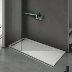 Receveur De Douche|Grand Verre Bac à douche gris 80x80 à clôture en résine et 60% charge minérale receveur avec bonde et grille en inox