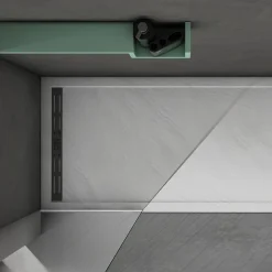 Receveur De Douche|Grand Verre Bac à douche gris 80x80 à clôture en résine et 60% charge minérale receveur avec bonde et grille en inox