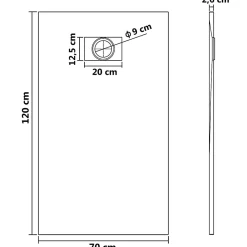 Vidaxl Bac de douche SMC Blanc 120 x 70 cm