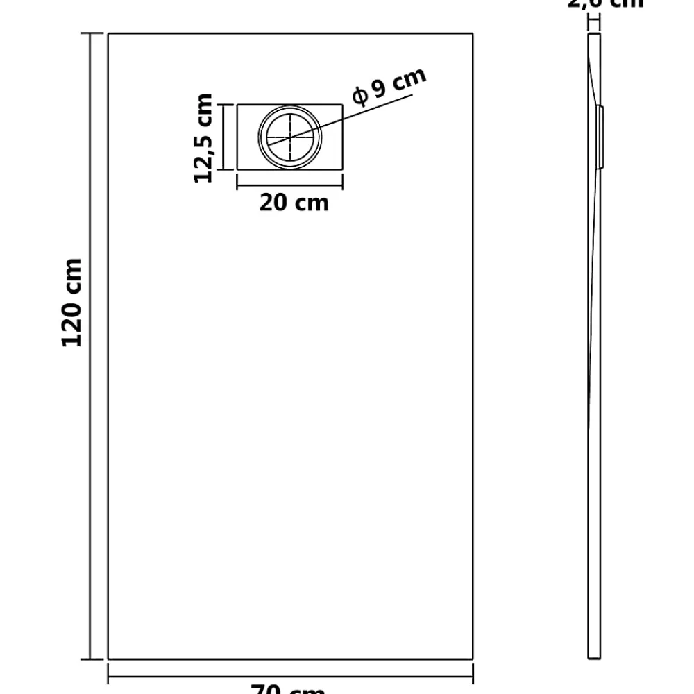 Vidaxl Bac de douche SMC Blanc 120 x 70 cm