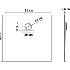 Vidaxl Bac de douche SMC Blanc 90 x 80 cm