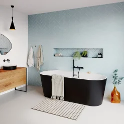 Baignoire Îlot|GoodHome Baignoire à double extrémités Nakina L. 180 x l. 80 cm noir