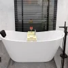 Baignoire Îlot|Badland Baignoire à poser îlot ROSSA 170x80 + tablette de bain en bambou + appuie-tête KODI + Vidage à chromé