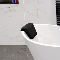 Baignoire Îlot|Badland Baignoire à poser îlot ROSSA 170x80 + tablette de bain en bambou + appuie-tête KODI + Vidage à chromé