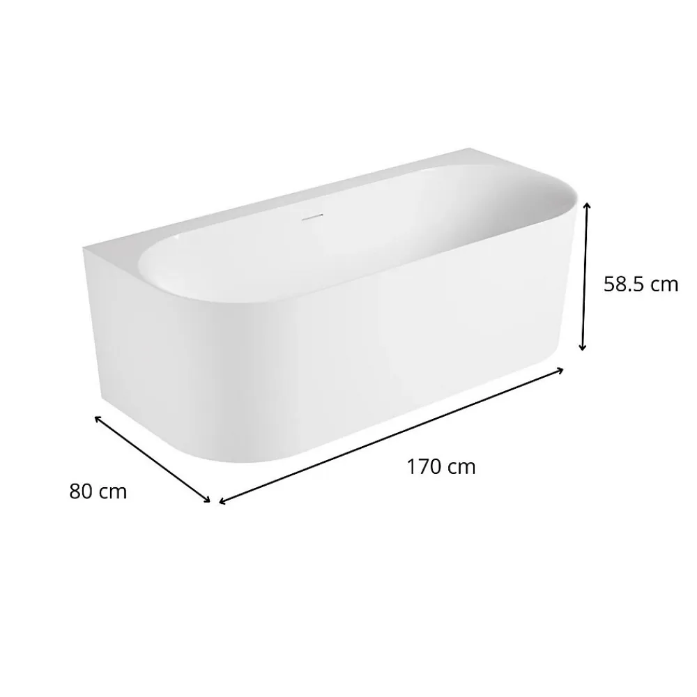 Mob-In Baignoire acrylique FORMA murale blanche 170cm