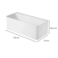 Baignoire Îlot|Mob-In Baignoire acrylique Lucite murale URBAN blanche 170cm URBAN
